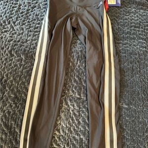 Champion Black Track Pants with Gray and White Stripes